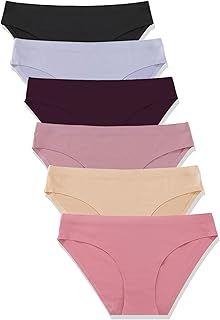 FINETOO 6 条装女式无缝低腰内裤隐形内裤柔软弹力比基尼内裤 XS-XL