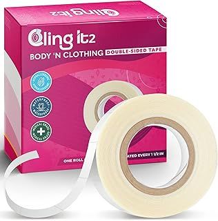 CLING IT2 双面胶带用于衣服,超强全天粘合胶带,多功能时尚胶带用于织物、连衣裙、布料、镶边,无残留,对皮肤和身体温和,透明胶带。