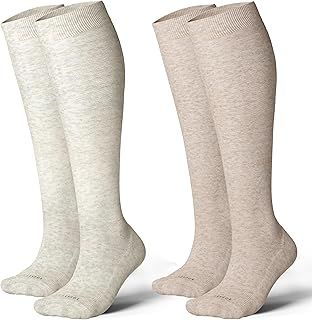 LEVSOX 男女棉质压缩袜 20-30mmHg 及膝可爱支撑袜 适合孕妇旅行
